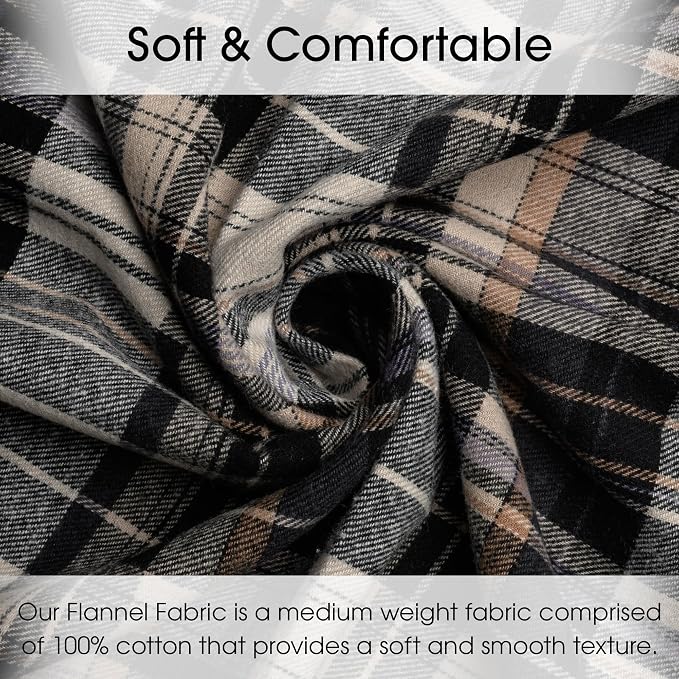 Pico Textiles 2 Yards Bolt Tan and Black Tartan Plaid Flannel Fabric - Image 2