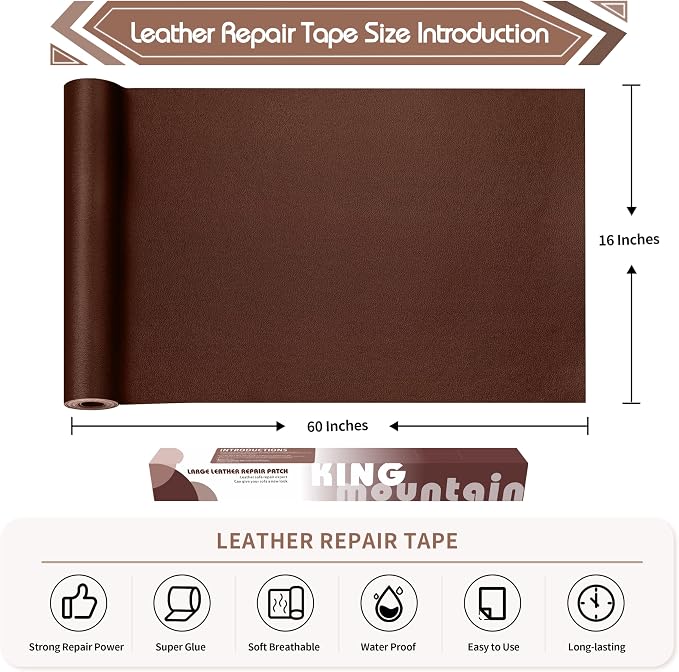 KING MOUNTAIN Leather Repair Patch, 16 x 60 Inches self Adhesive Leather Repair - Image 4