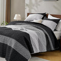 Andency Oversized King Quilt Bedding Set, 120x98Inch Black White Stripe by Andency