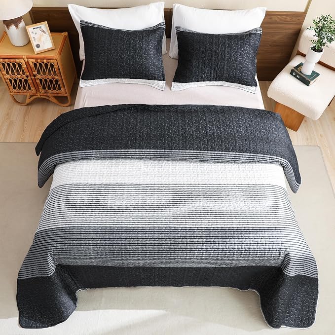 Litanika Quilt King Size Black, Soft Lightweight Polyester Comforter Bedding Set - Image 3