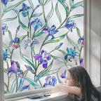 Windimiley Stained Glass Window Privacy Film: 3D Violet Floral Decorative - Image 8