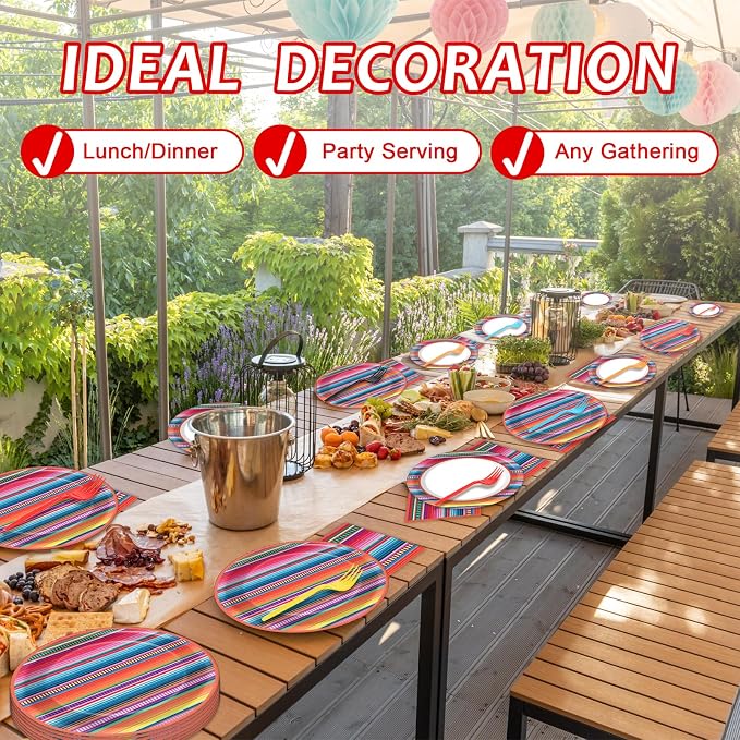 200PCS Mexican Paper Plates and Napkins Fiesta Taco Themed Party Supplies Mayo - Image 6