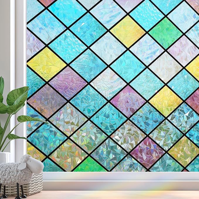 Bloss Stained Glass Window Film, 3D Rainbow Windows Privacy Film, Decorative - Image 8