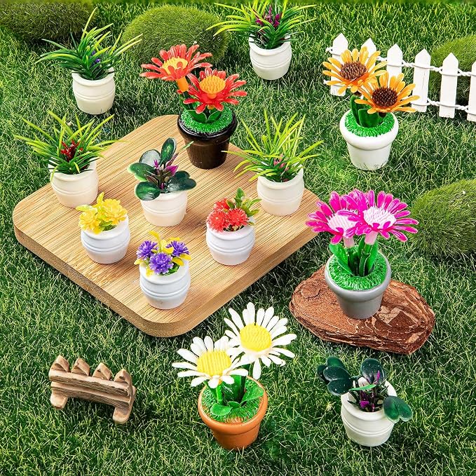 26Pcs Dollhouse Plant, Miniature Bonsai Plant Mini Potted Plants Flower - Image 2