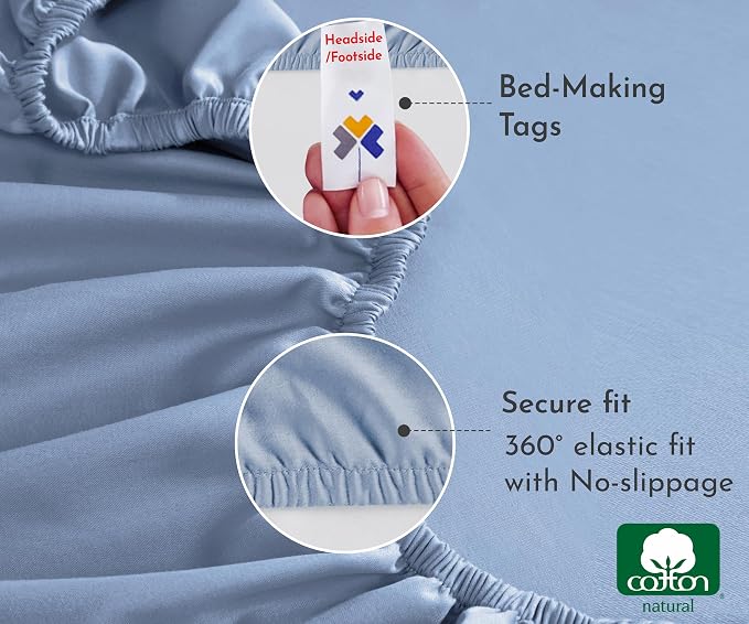 California Design Den Soft 100% Cotton Fitted Sheet Only, King Size Fitted - Image 5