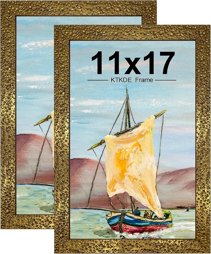 KTKDE 11x17 Picture Frame Set of 2, Ornate Vintage Gold Poster Frames by KTKDE