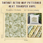 Tintnut Vintage Map Camo Heat Transfer Vinyl, easy cut & weed, stretch washable - Image 2