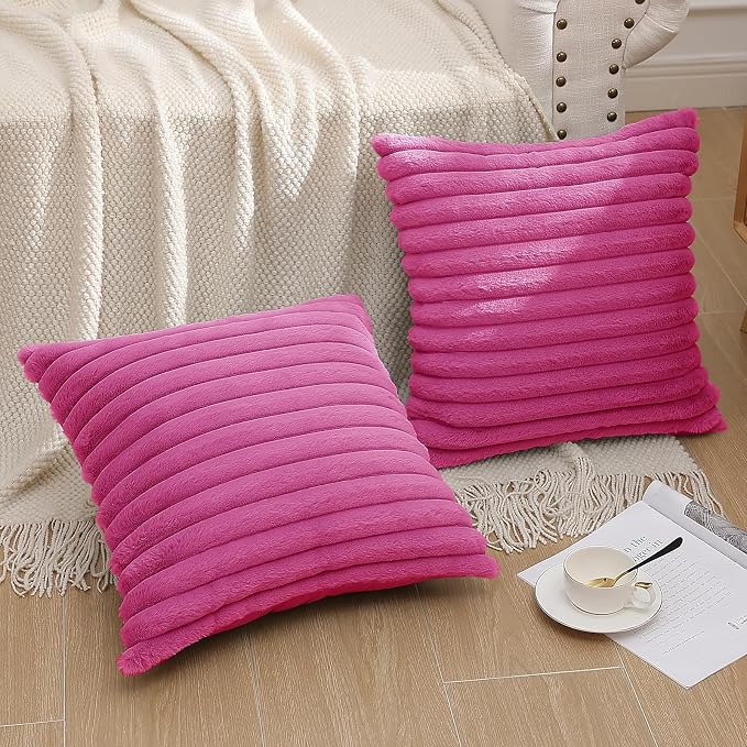 Pallene Faux Fur Plush Throw Pillow Covers 22x22 Set of 2, Luxury Soft Fluffy - Image 6