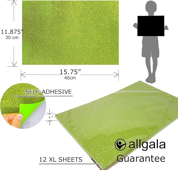 Allgala X-Large Self-Adhesive Glitter EVA Foam Sheets 12 Pack 12x16 inch Paper - Image 2