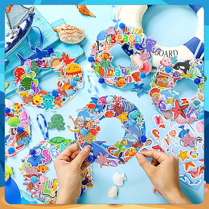 Hollowfly 48 Sets Summer Ocean Wreath Craft Kits DIY Under The Sea Wreath - Image 4