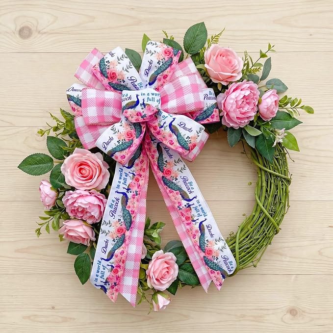 2.5 Inch Christmas Wired Ribbon, 2 Rolls, Be a Peacock in a World Full of Ducks - Image 2