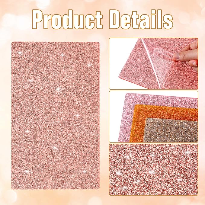 Amyhill 3pcs Glitter Acrylic Sheets, 1/10" Thick, 6.3 x 11.4 in | 2.5 mm Cast - Image 3