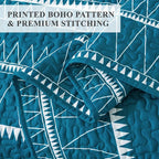 Andency Teal Twin Quilt Set, 2 Pieces Boho Lightweight Soft Striped Bedspread - Image 5
