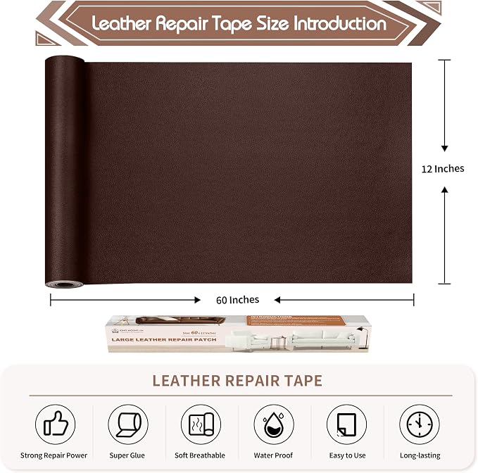 KING MOUNTAIN Leather Repair Patch, 12 x 60 Inches self Adhesive Leather Repair - Image 4