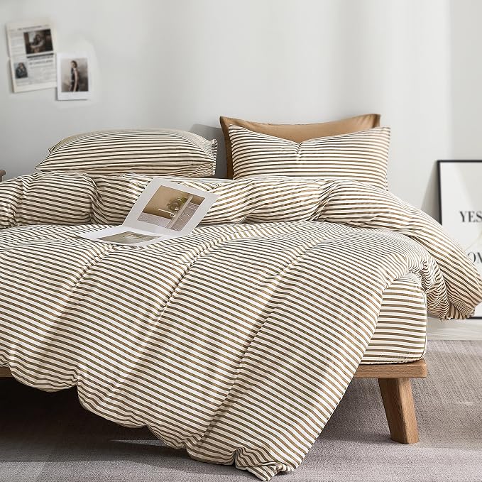 JELLYMONI 100% Natural Cotton 2pcs Striped Duvet Cover Sets, by JELLYMONI