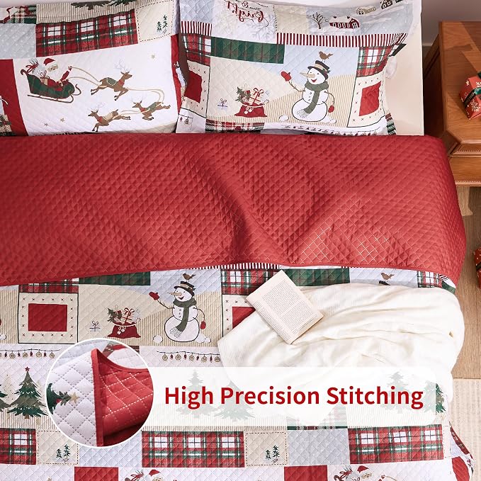 PPOLCA Christmas Twin Quilt Bedding Set, 2-Piece Snowman Printed Lightweight - Image 3