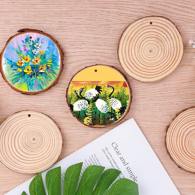 100 Pack Nature Wood Slices for Crafts, 2.4-2.8In Unfinished Natural Wood - Image 7