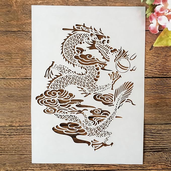 TIAMECH A4 Reusable Chinese Dragon Stencil by TIAMECH