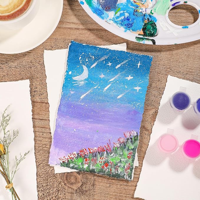 Prudiut 25 Sheets Cotton Watercolor Paper, 300 GSM, 4 x 6 inch, Deckled Edge - Image 4
