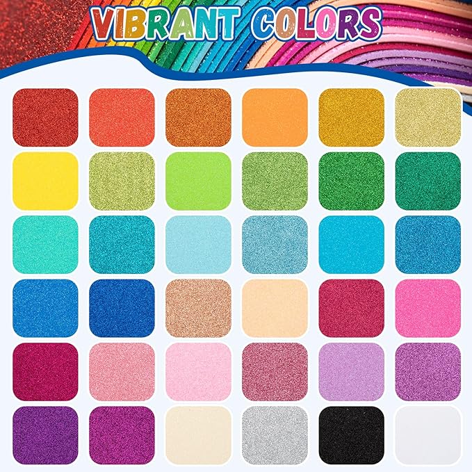 36 Pack Glitter Foam Sheets Craft 8 x 12 inch 36 Colors | Sparkles Foam Paper - Image 3