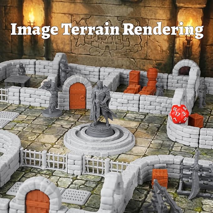 Dungeon Walls 40pcs 28mm Miniature RPG Terrain Modular System DND Terrain - Image 2