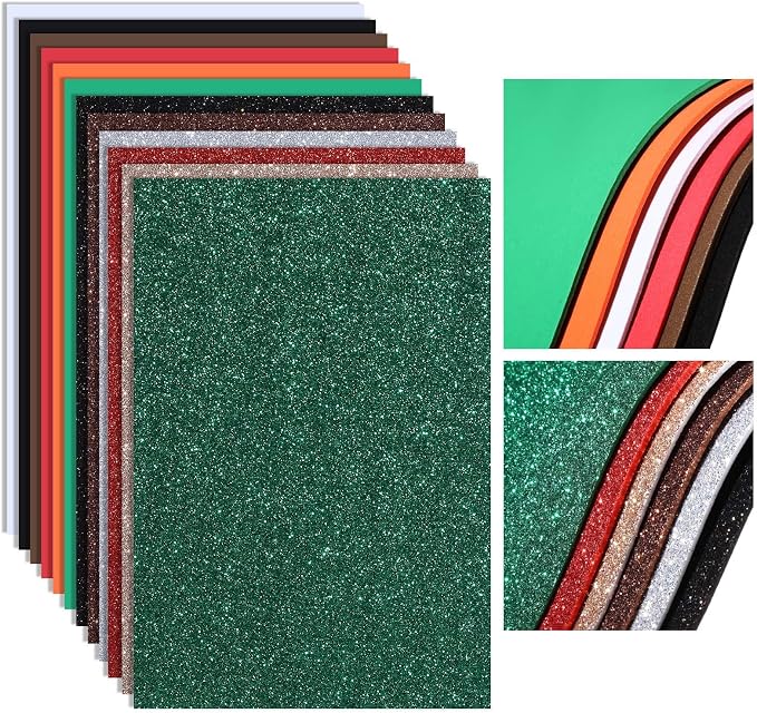 Feifeiya 48 Pack Glitter Foam Sheets Craft, 8 x 12 Inch Assorted Colors by Feifeiya