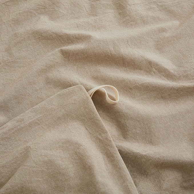 LOVQUE 100% Washed Cotton Duvet Cover Set King Size, Linen Like Natural Bedding - Image 4