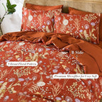 Yiran King Size Comforter Set 7 Piece, Burnt Orange Floral Bedding Set - Image 2