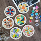 Temlum Wooden Coasters Painting Kit, Paint You Own Coaster Wooden Painting - Image 6