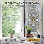 Stained Glass Window Privacy Film: Non-Adhesive Sun and Landscape Mosaic Design - Image 5