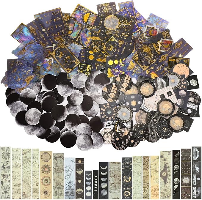 Marspark 191 Pieces Vintage Astronomy Stickers Celestial Galaxy Planet Space by Marspark