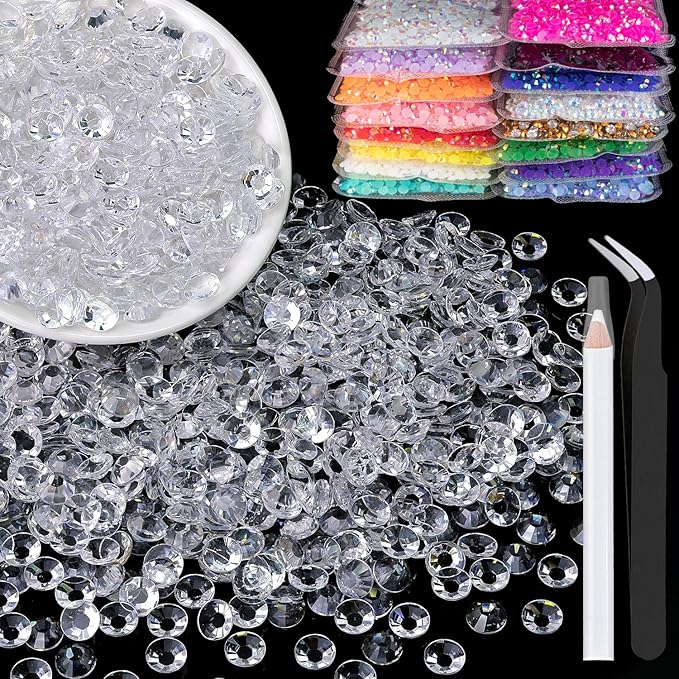 1500pcs 6mm Resin Rhinestones Bulk, Transparent Flatback Round Jelly by BELLEBOOST