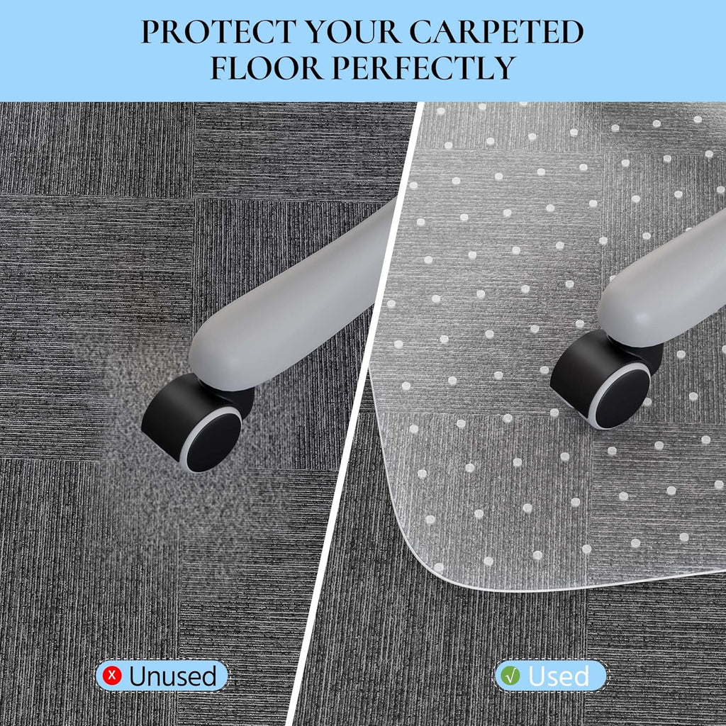 Office Chair Mat for Low Pile Carpet, 30" x 48" Transparent Office Desk Chair Mat for Carpeted Floors, Studded Carpet Floors Protector Mat for Home & Offices
