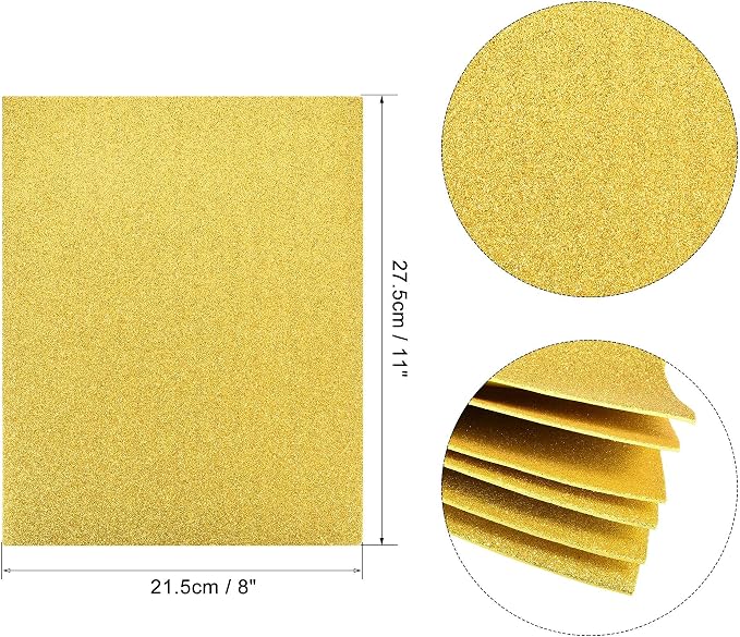 uxcell Gold Tone Shiny EVA Foam Sheets 11 x 8 Inch 2mm Thick - Image 2