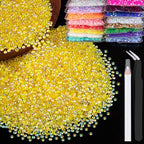 5000pcs 3mm Resin Rhinestones Bulk, Transparent Lemon Yellow AB Flatback Round by BELLEBOOST