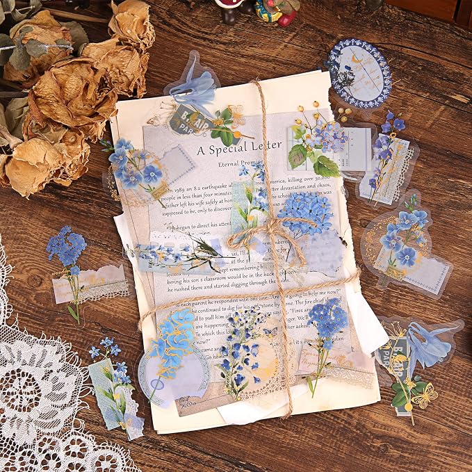 Dizdkizd Die Cut Gold Foil Floral Stickers, Transparent Aesthetics Sticker Set - Image 6