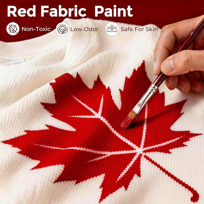 Nicpro Red Fabric Paint with Pump, 33.8 fl oz Large Fabric Paint - Image 3