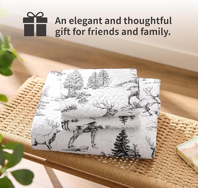 PPOLCA Rustic Twin Quilt Bedding Set, Christmas Lightweight Reversible Cabin - Image 7