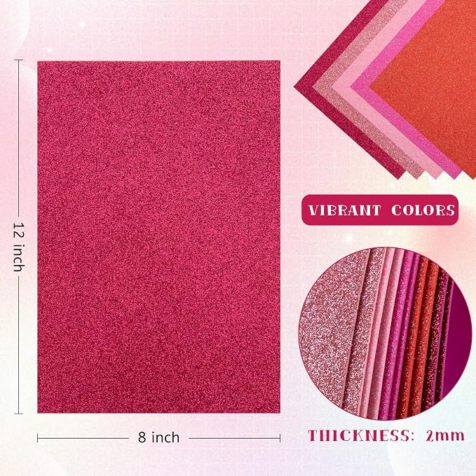 10 Pack Glitter Foam Sheets Craft 8 x 12 inch | 5 Colors Sparkles Foam Paper - Image 2