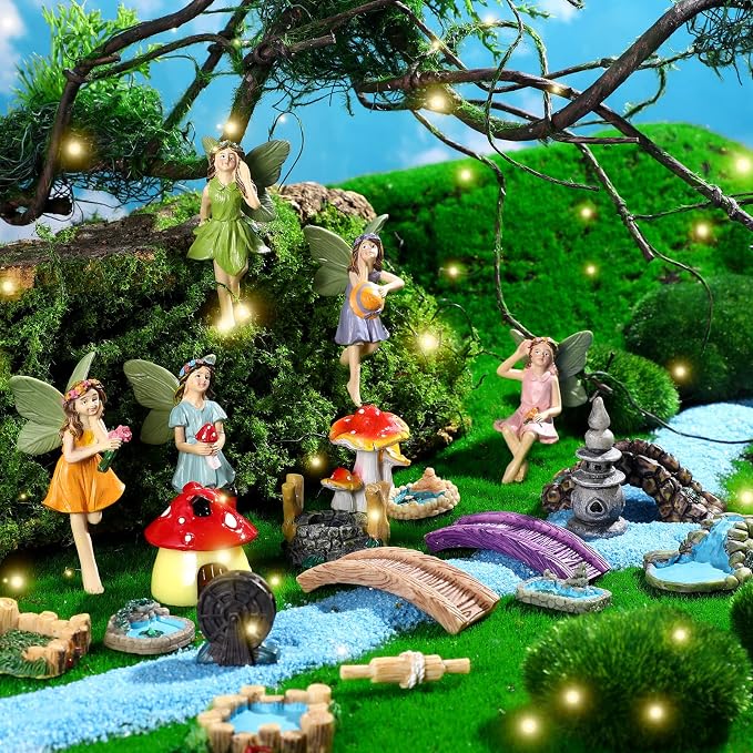 Unittype 19 Pcs Fairy Garden Accessories Outdoor Miniature Flower Fairy - Image 3