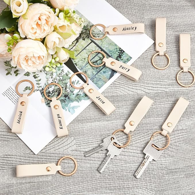 Wavyknot 200 Pcs PU Leather Keychain Blanks Bulk Laser Engraving Blanks - Image 4
