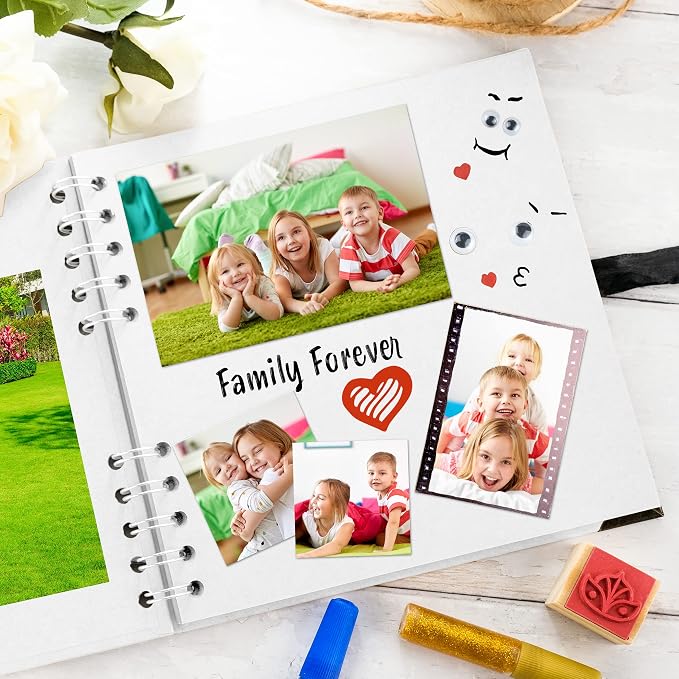 Bstorify Square Scrapbook Photo Albums 36 Pages White Thick Paper, Metal Corners - Image 5