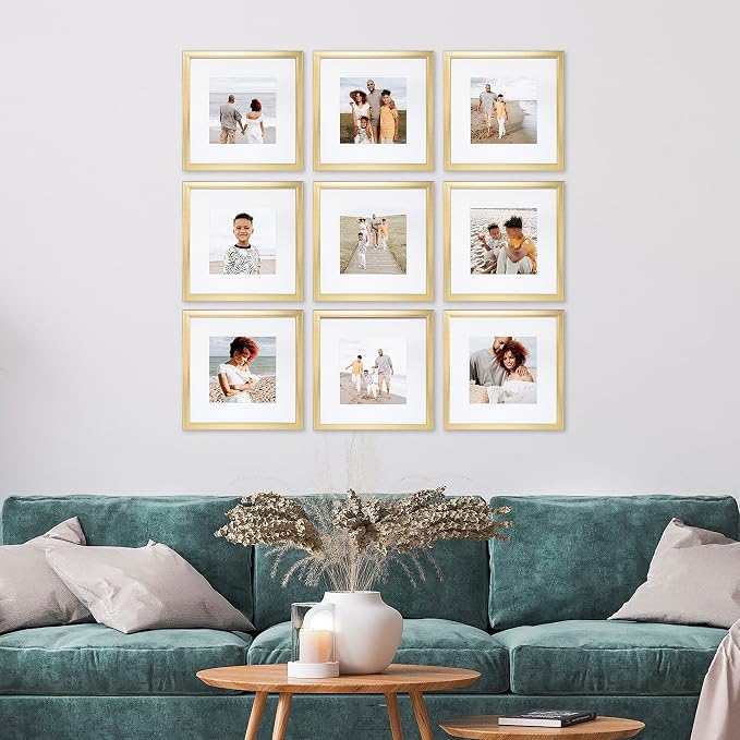 Sheffield Home 9 Piece Gallery Wall Frame Set, 12x12 in. Matted to 8x8 in. - Image 2