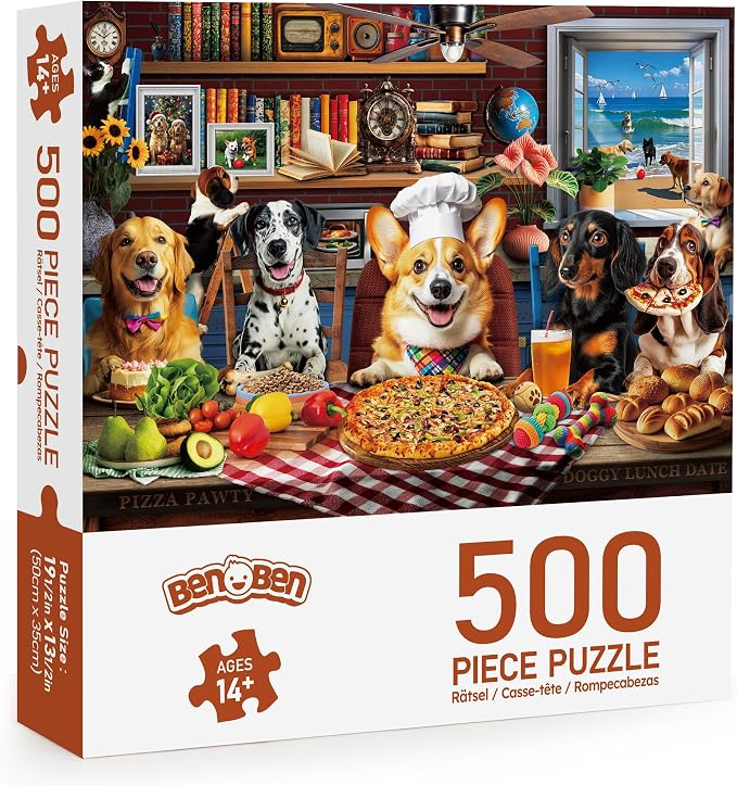 BenBen Puzzles for Adults 500 Pieces, Dogs' Dinner Party, Dog Jigsaw Puzzle - Image 8