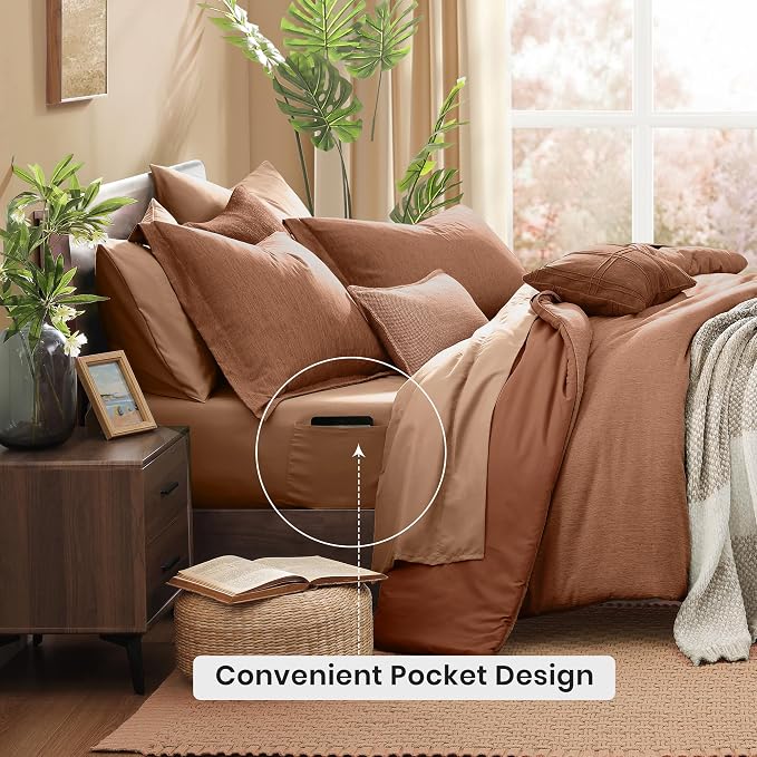 Monbix Super King Plus Comforter Set, Autumn Leaf Cationic Dyeing Bedding Set - Image 4