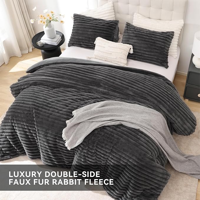 Smoofy Fluffy Full Size Comforter Sets 3 Pieces - Image 4