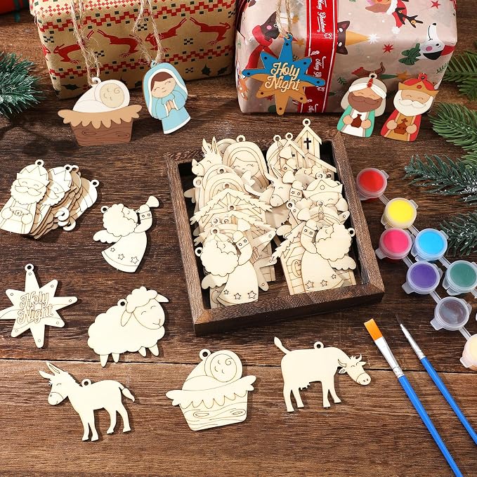 Cinnvoice 60 Pcs Wood Christmas Crafts - Image 2