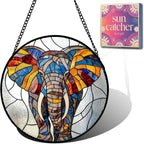 Elephant Acrylic Suncatcher Faux Stained Glass Window Hanging 11.8" | Birthday by Unknown