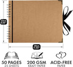 Bstorify Large Scrapbook Photo Albums 50 Pages Brown Thick Kraft Paper - Image 2