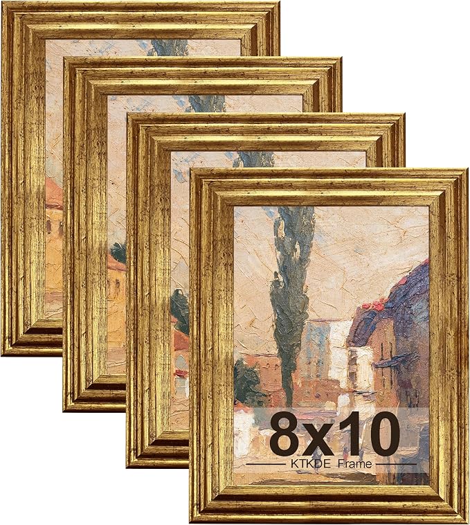 KTKDE 8x10 Picture Frame Set of 4, Ornate Vintage Gold Photo Frames by KTKDE